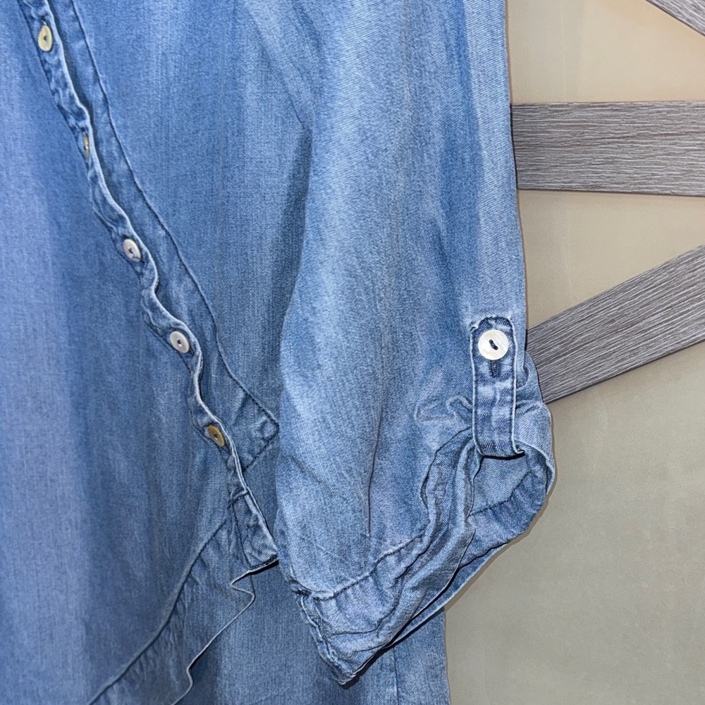 Soft Surroundings Blue Button Down Shirt - Picture 4 of 9